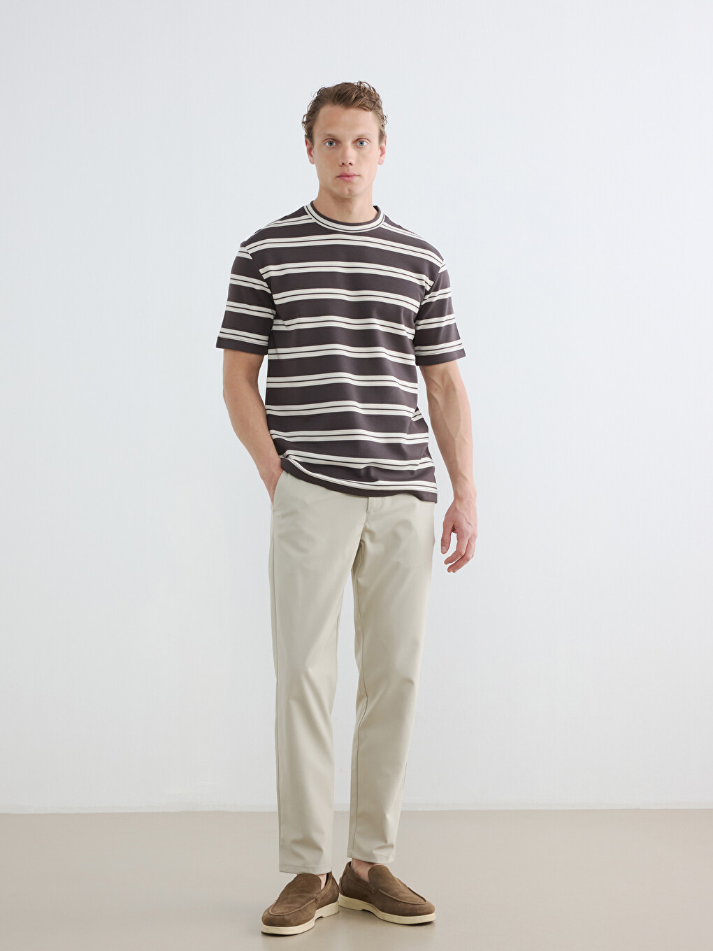 Crew Neck Striped Men's T-Shirt-1