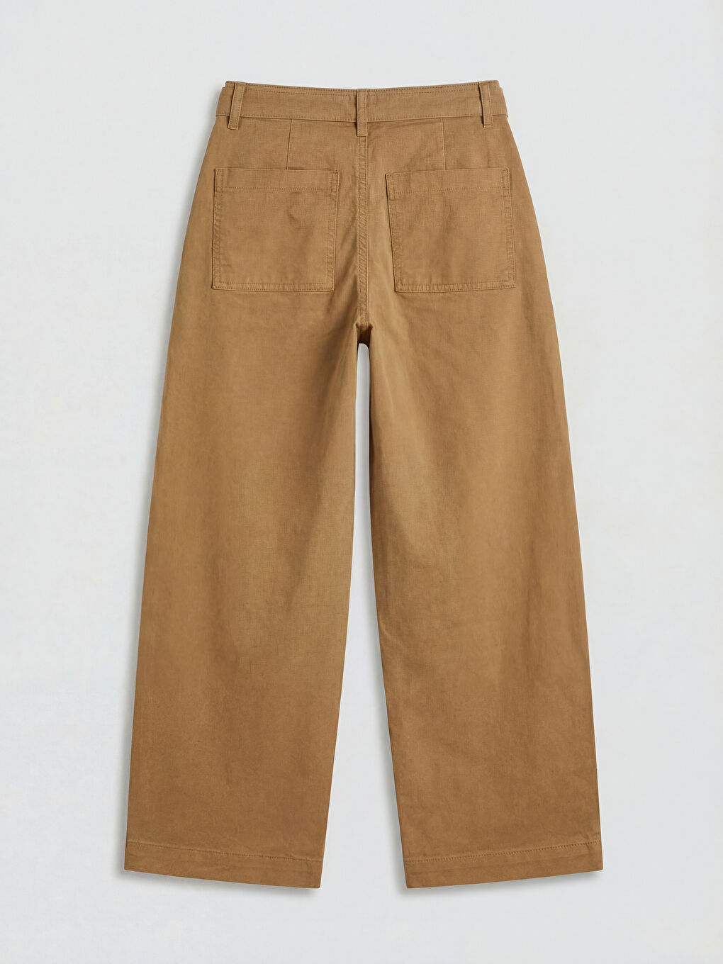 Kahverengi Beli Kemerli Barrel Fit Kadın Jean Pantolon-1