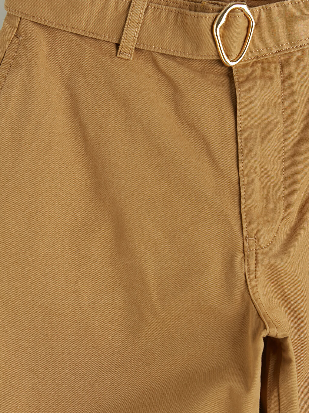 Kahverengi Beli Kemerli Barrel Fit Kadın Jean Pantolon-2