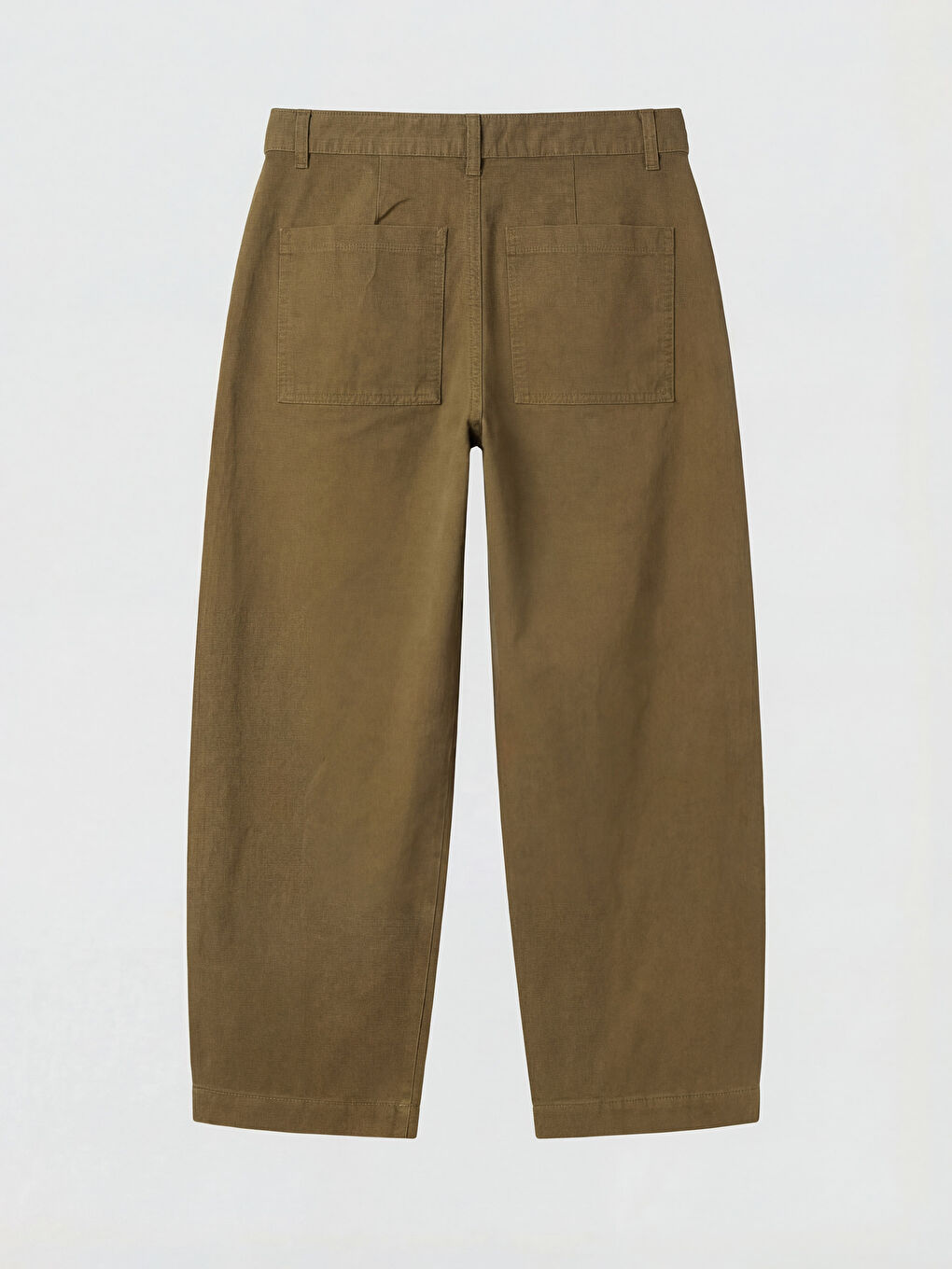 Haki Beli Kemerli Barrel Fit Kadın Jean Pantolon-1