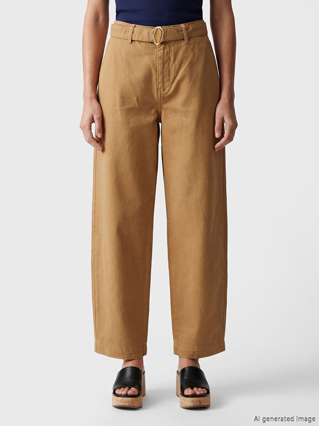 Blugi Barrel Fit cu Curea pentru Femei-1