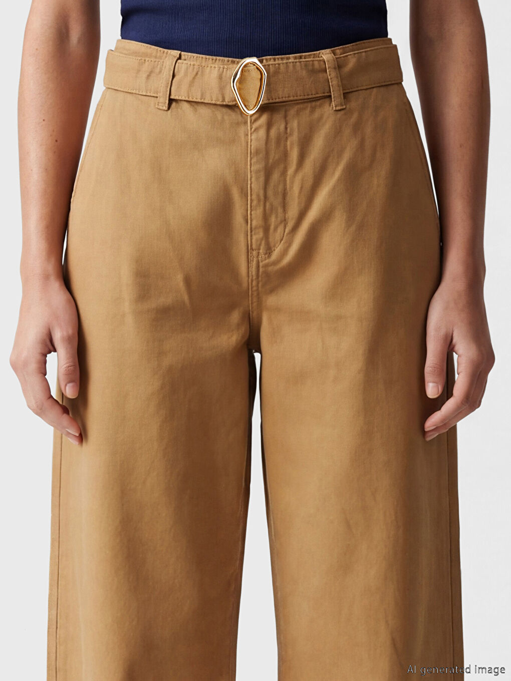 Blugi Barrel Fit cu Curea pentru Femei-2