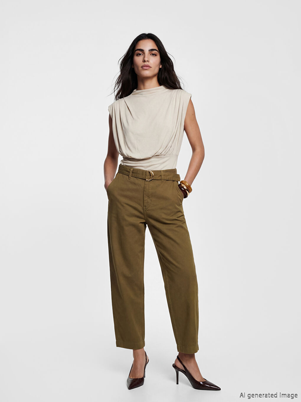 Blugi Barrel Fit cu Curea pentru Femei