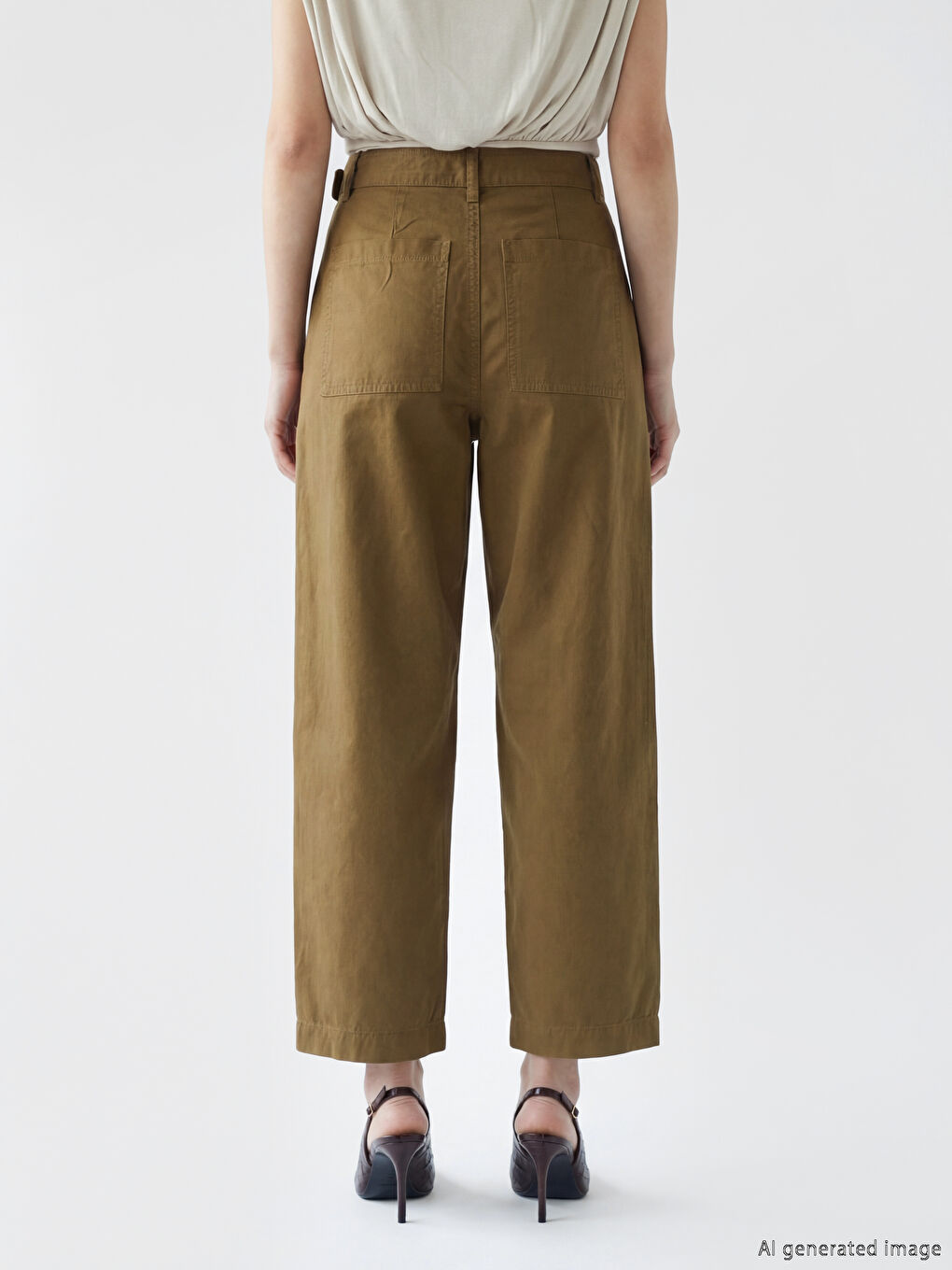 Blugi Barrel Fit cu Curea pentru Femei-3