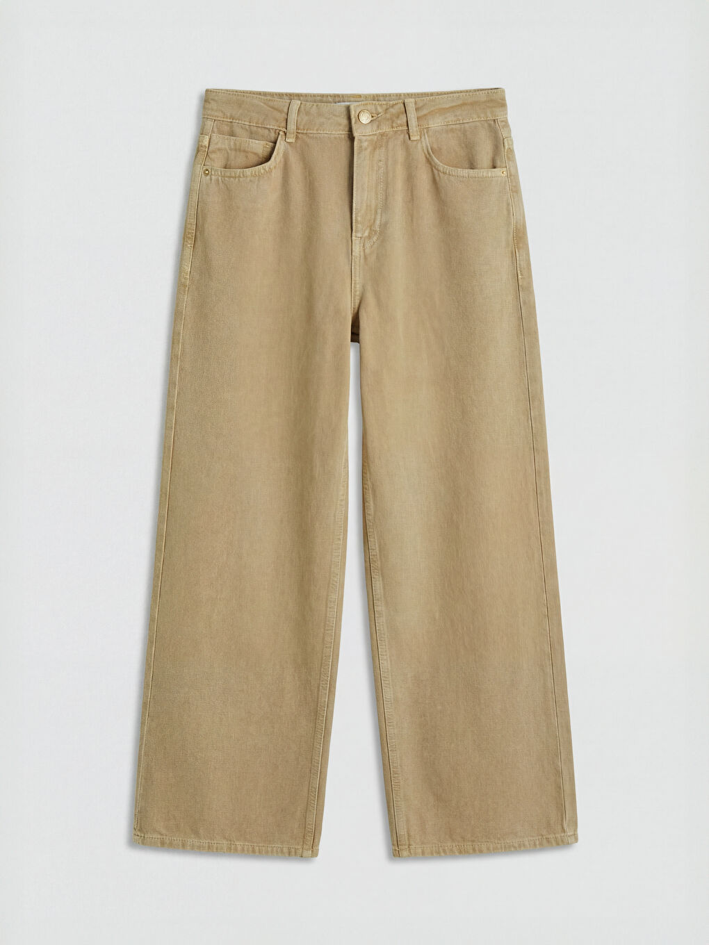 Bej Wideleg Kadın Jean Pantolon