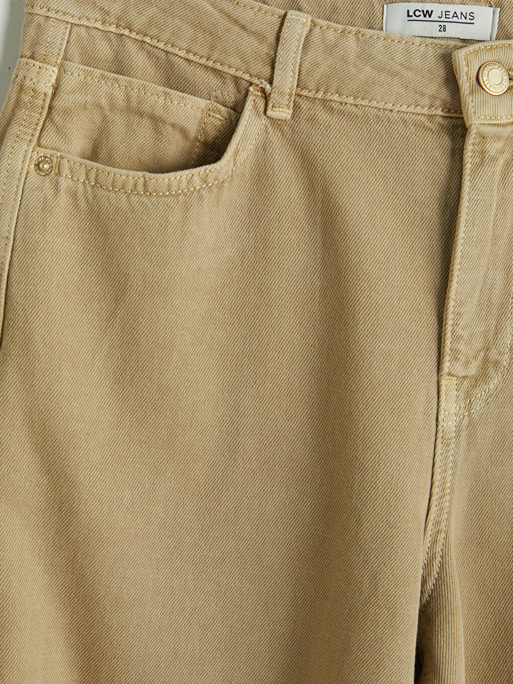 Bej Wideleg Kadın Jean Pantolon-2