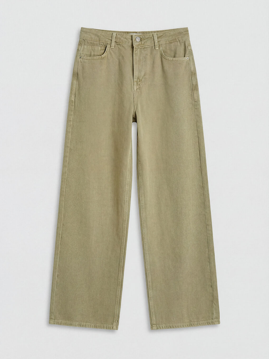 Yeşil Wideleg Kadın Jean Pantolon