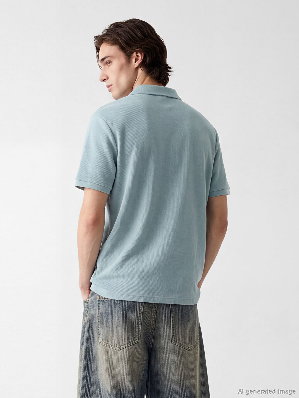 Mavi Polo Yaka Erkek Tişört-2