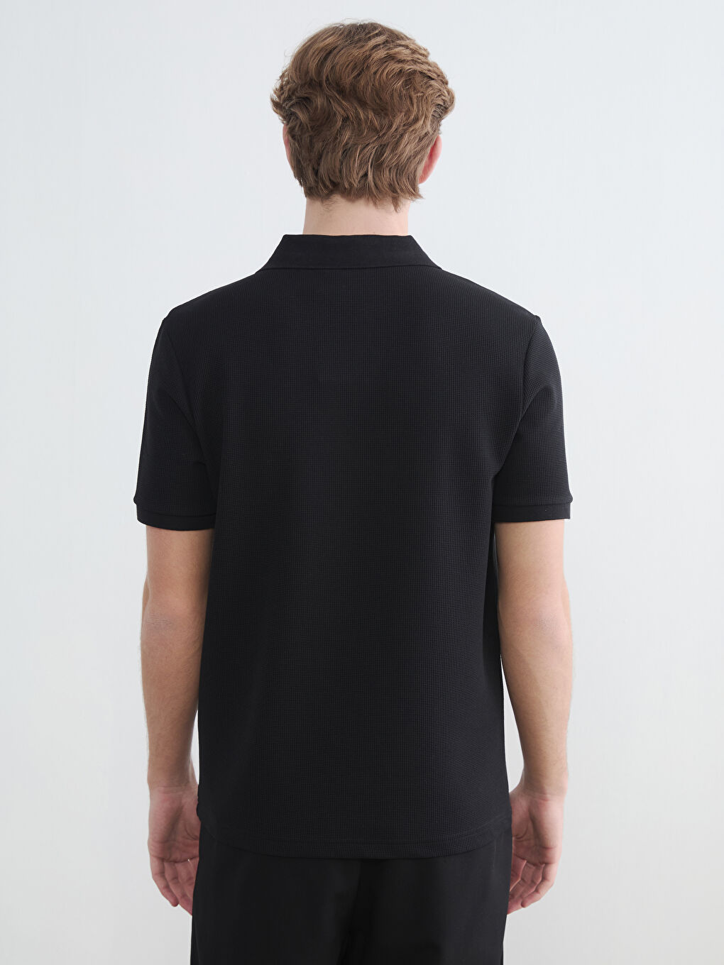 Siyah Polo Yaka Erkek Tişört-3