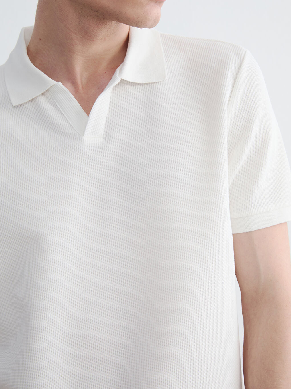 Ekru Polo Yaka Erkek Tişört-2