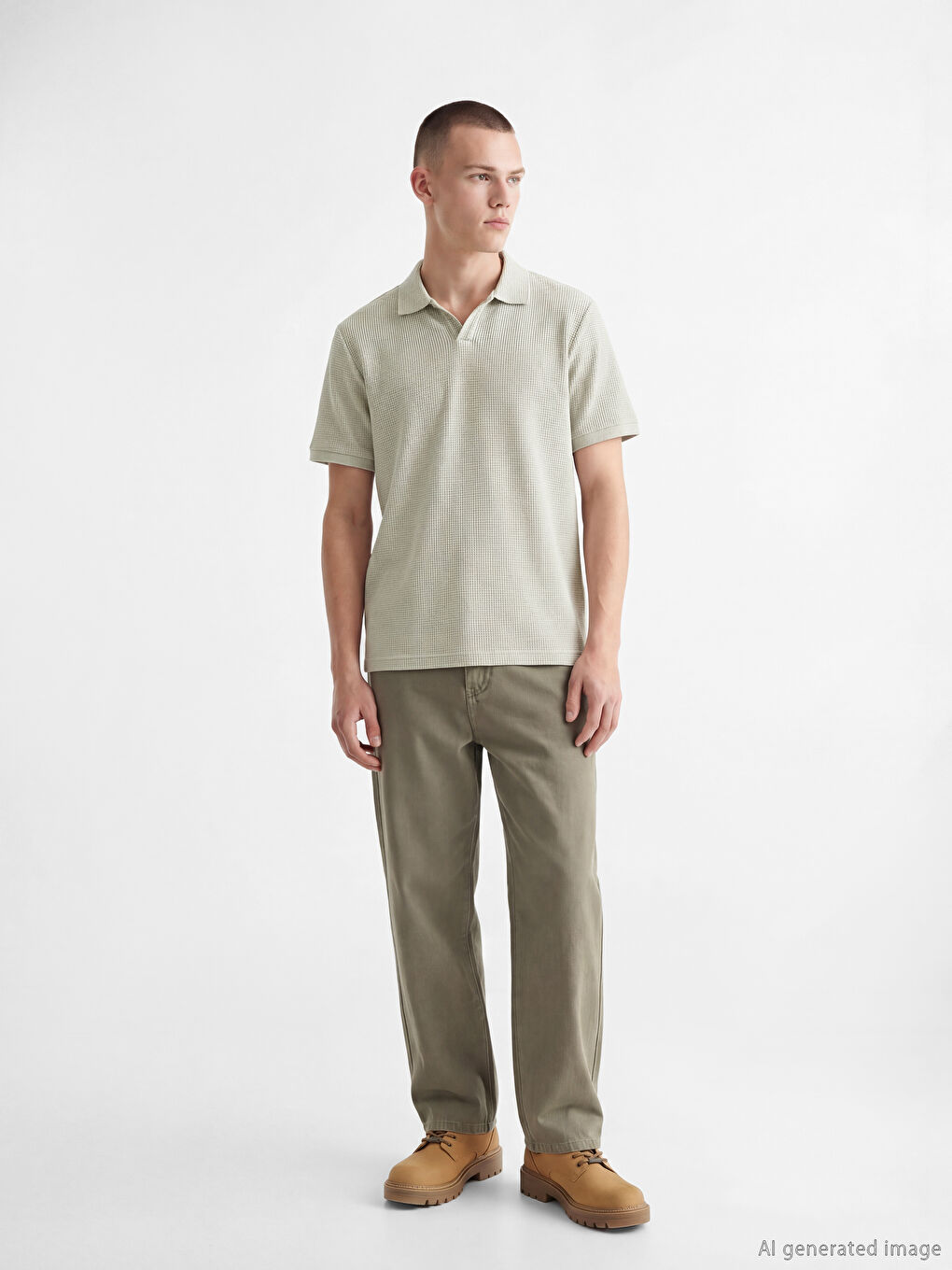 Yeşil Polo Yaka Erkek Tişört-1