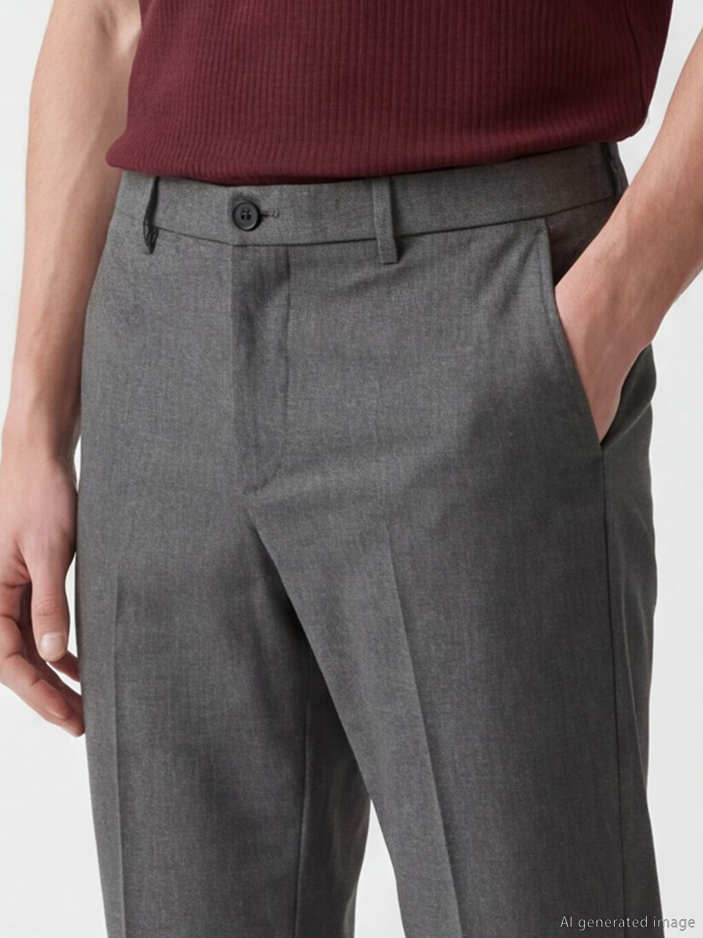 Gri Standart Kalıp Gabardin Erkek Pantolon-2