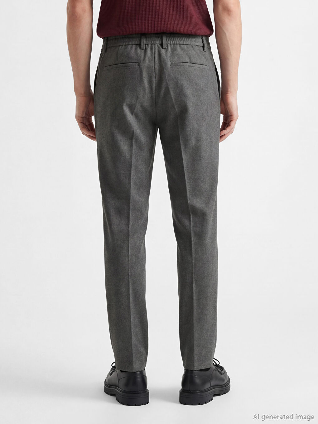 Gri Standart Kalıp Gabardin Erkek Pantolon-3