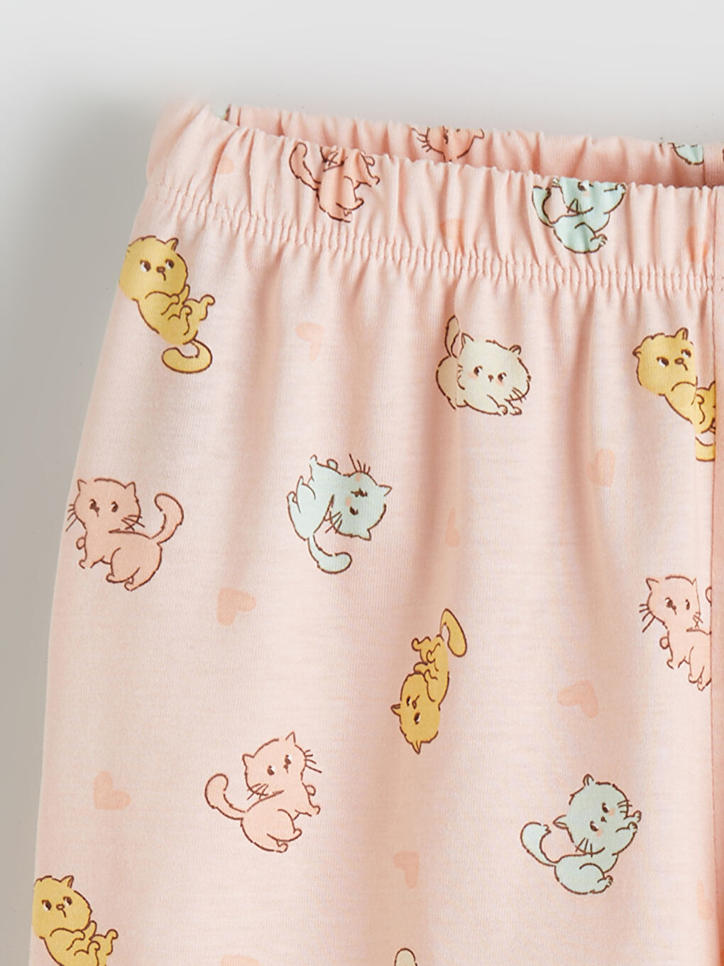 Ekru Bisiklet Yaka Baskılı Kız Çocuk Şortlu Pijama Takımı-5