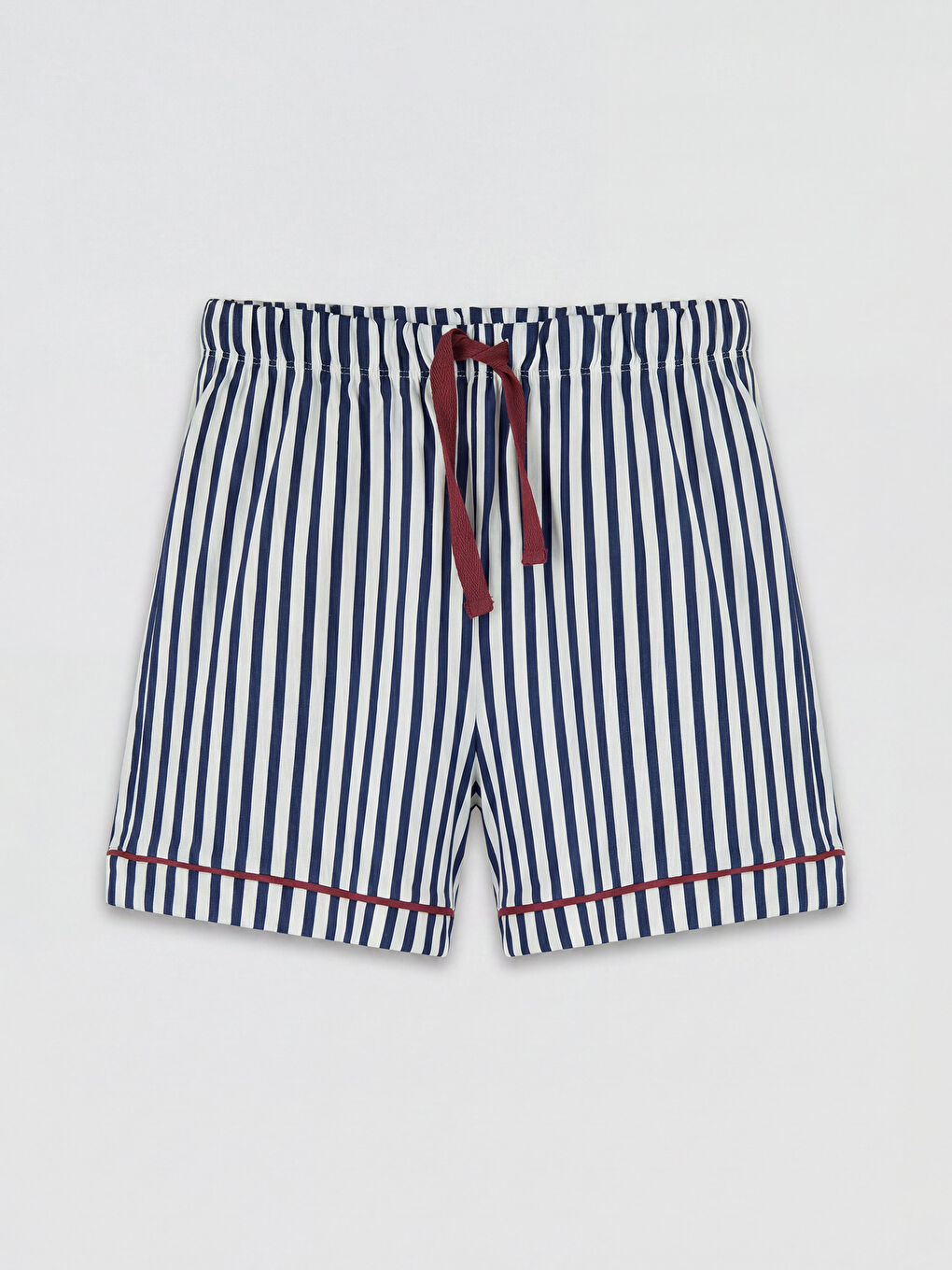 Lacivert Gömlek Yaka Çizgili Kadın Şortlu Pijama Takımı-7