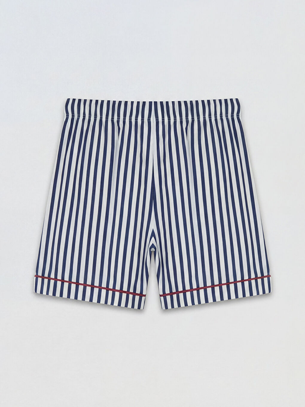 Lacivert Gömlek Yaka Çizgili Kadın Şortlu Pijama Takımı-8