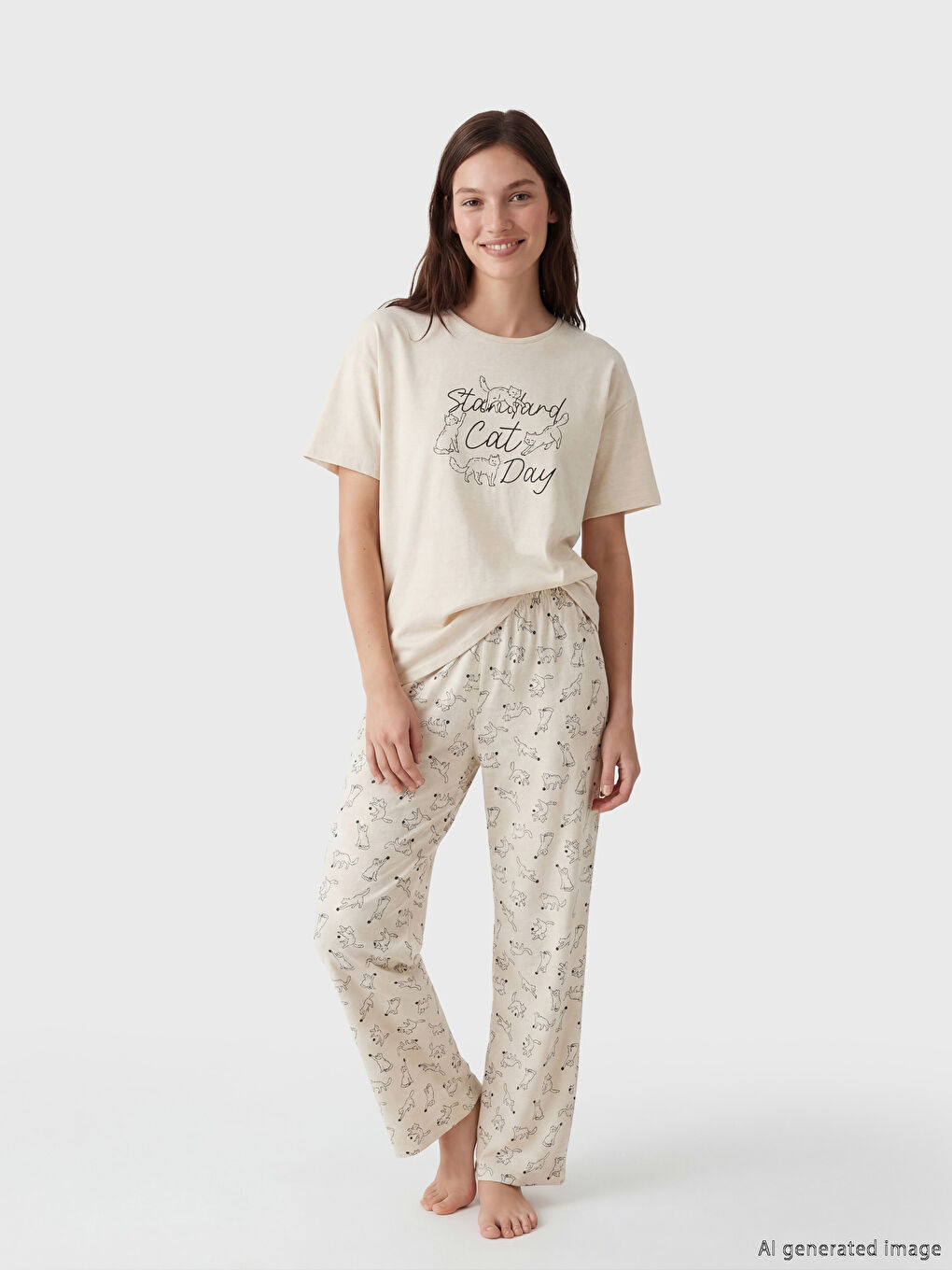 Crew Neck Printed Women's Pyjamas Set-1