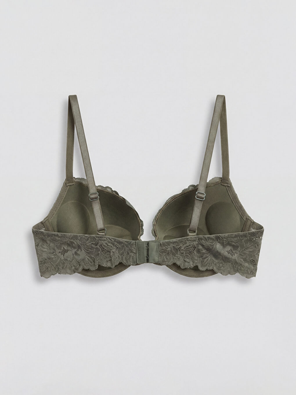 Haki Balenli Dolgulu Dantelli Tişört Sütyen-1