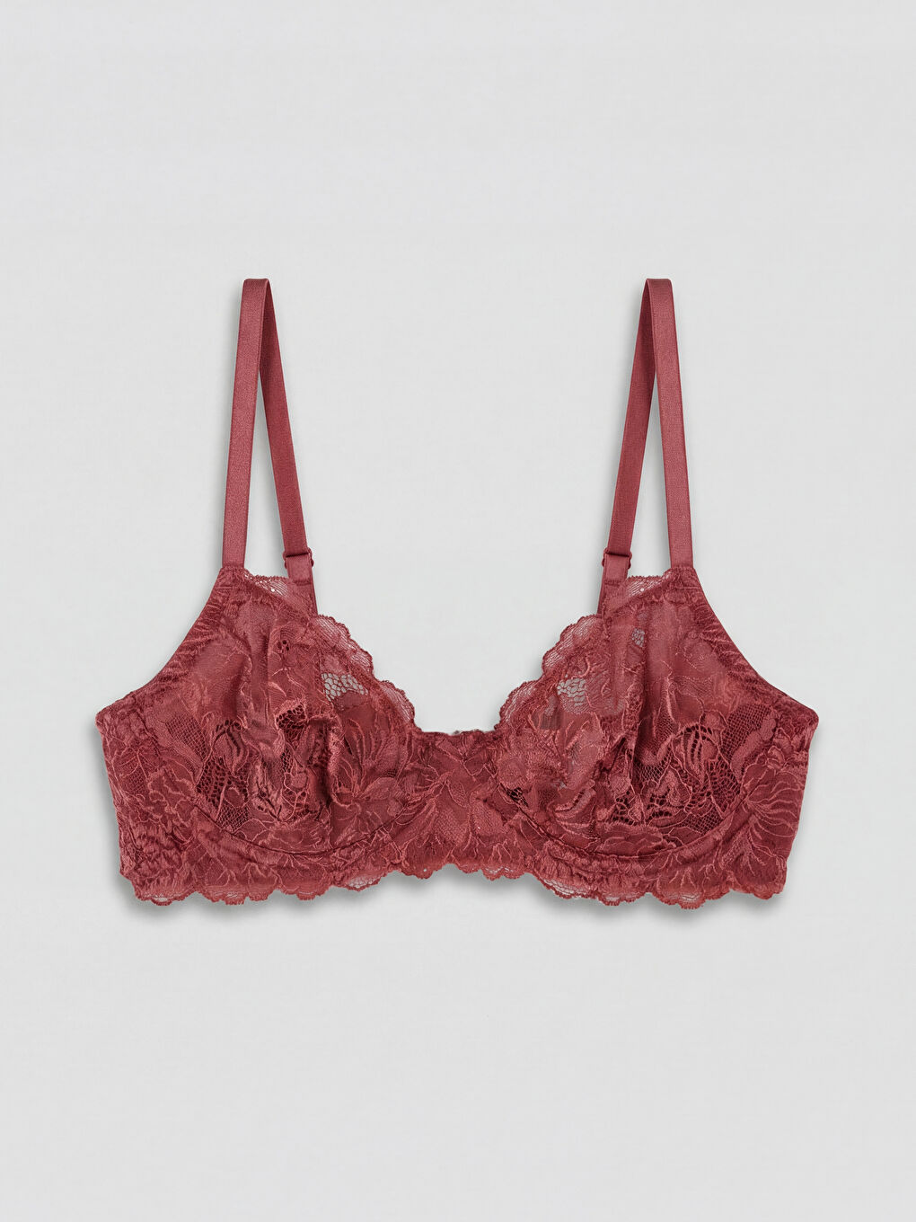 Pembe Balenli Dolgusuz Dantelli Tişört Sütyen