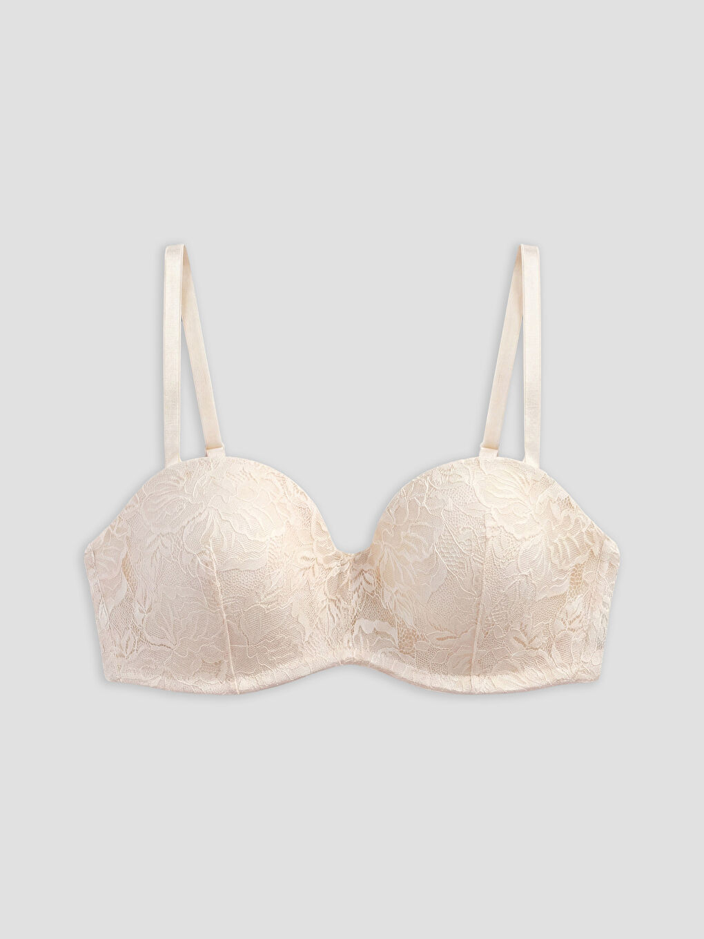 Pembe Balenli Dolgusuz Dantelli Tişört Sütyen