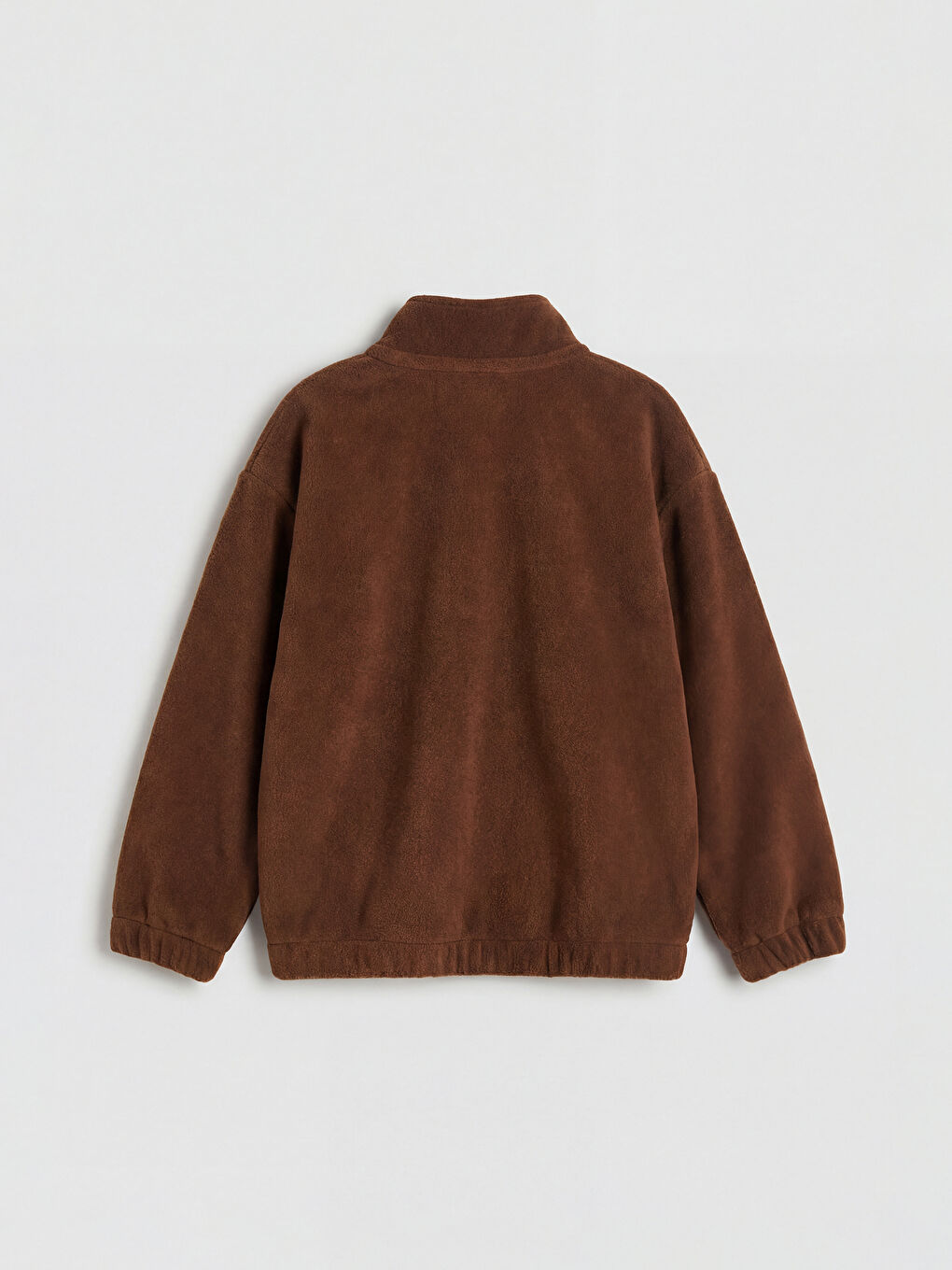 Kahverengi Fermuarlı Dik Yaka Erkek Çocuk Sweatshirt-1