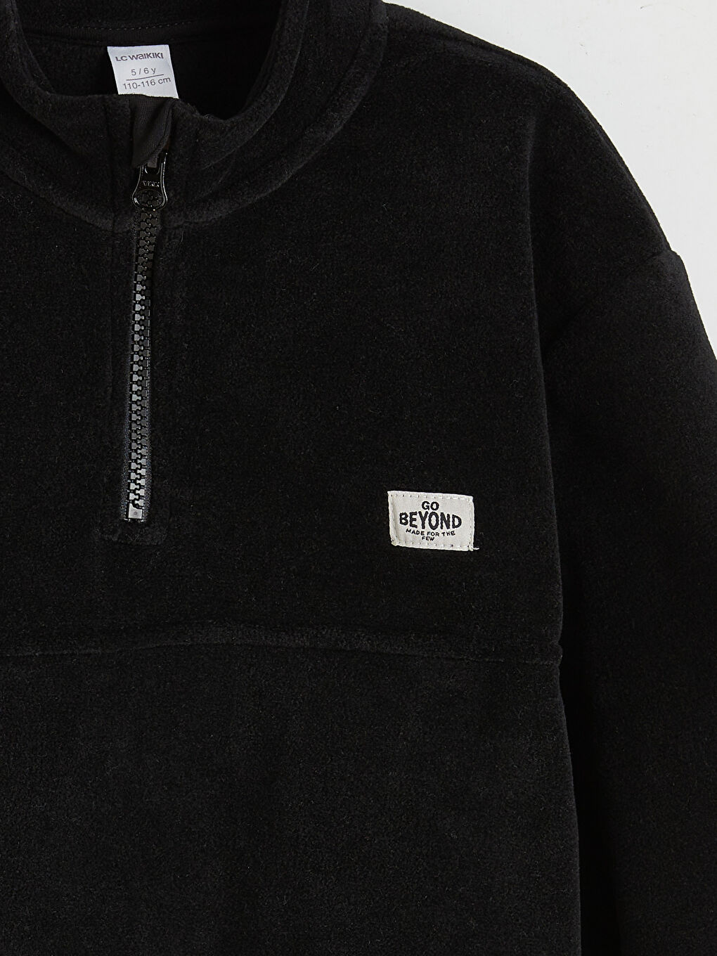 Siyah Dik Yaka Erkek Çocuk Polar Sweatshirt-3