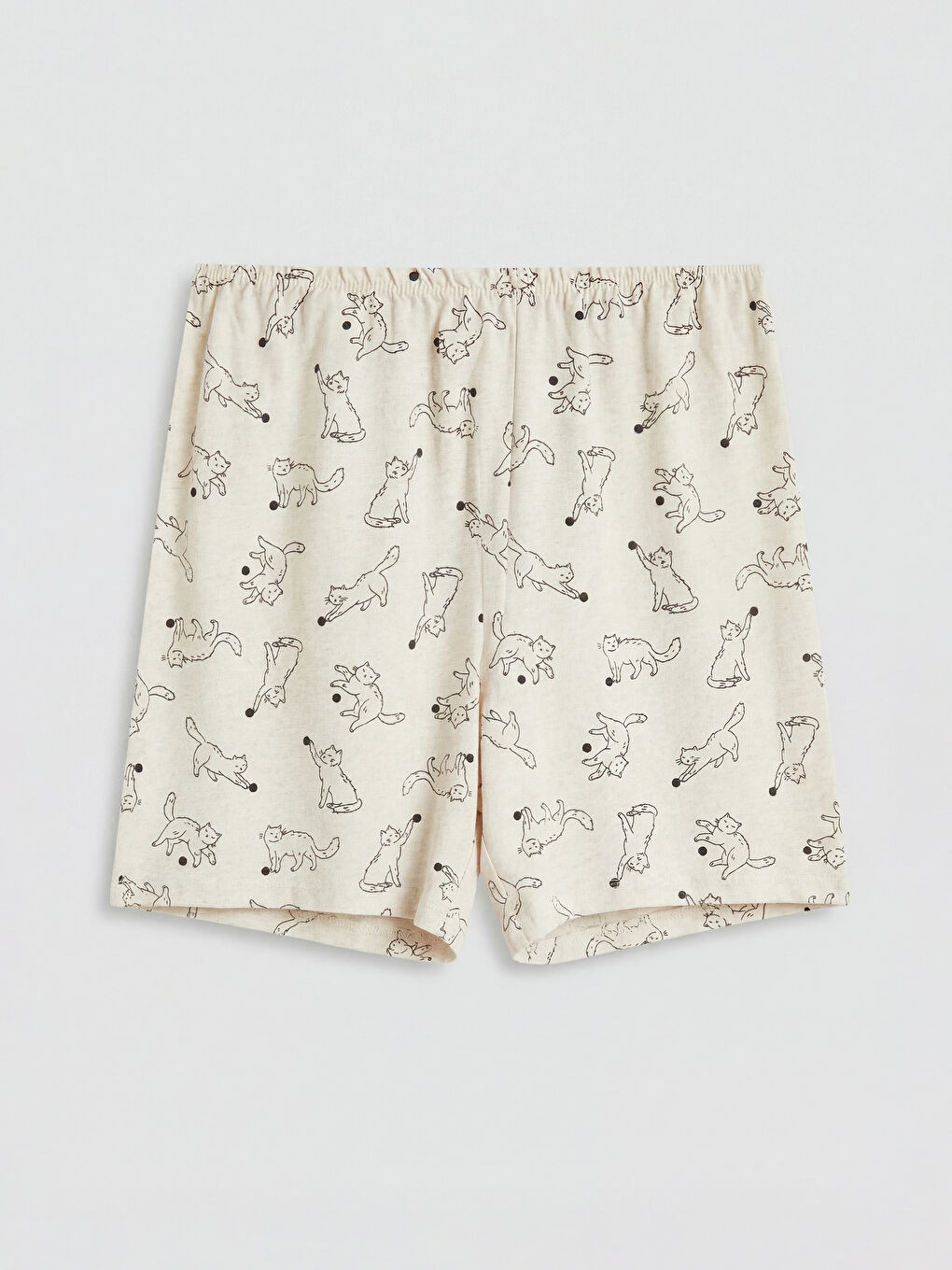 Karışık Bisiklet Yaka Baskılı Kadın Şortlu Pijama Takımı-3