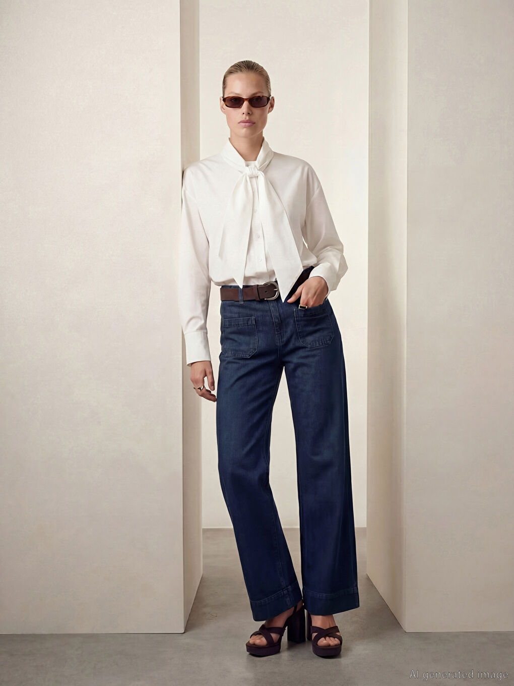 İndigo Wideleg Kadın Jean Pantolon