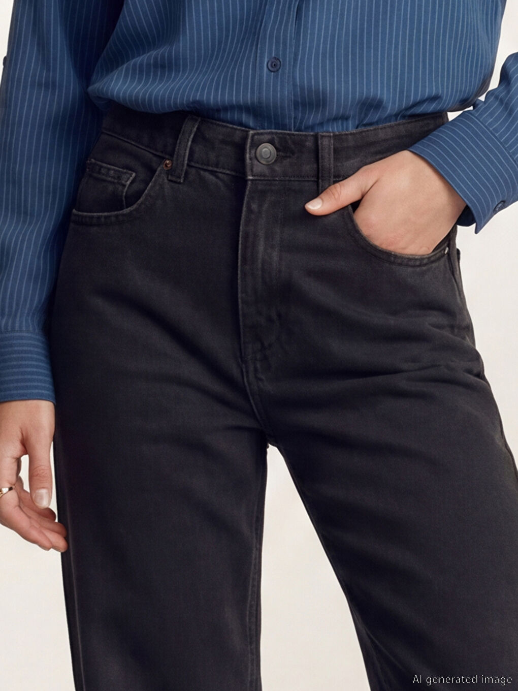 Kahverengi Wideleg Kadın Jean Pantolon-2