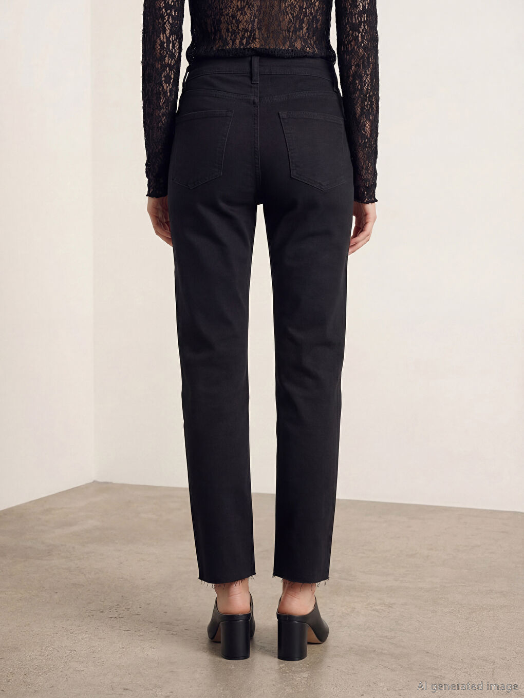 Siyah Straight Fit Kadın Jean Pantolon-3