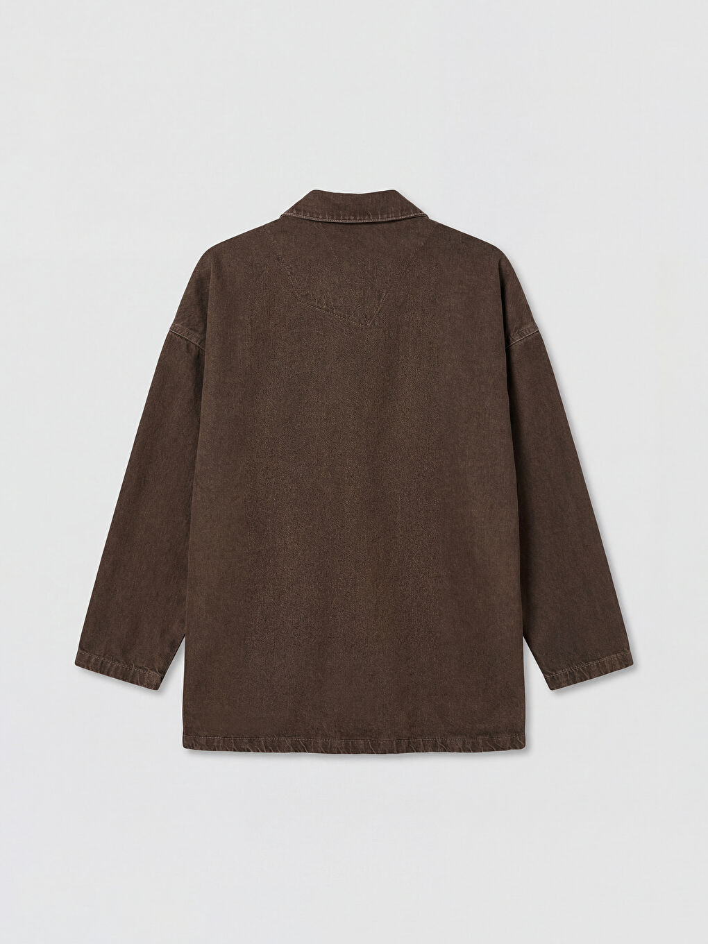 Kahverengi Gömlek Yaka Kadın Jean Ceket-1