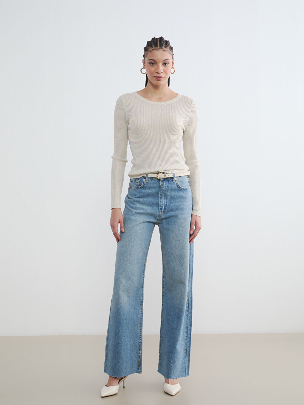 İndigo Wideleg Fit Kadın Jean Pantolon