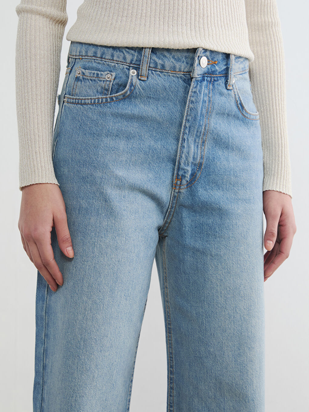 İndigo Wideleg Fit Kadın Jean Pantolon-4