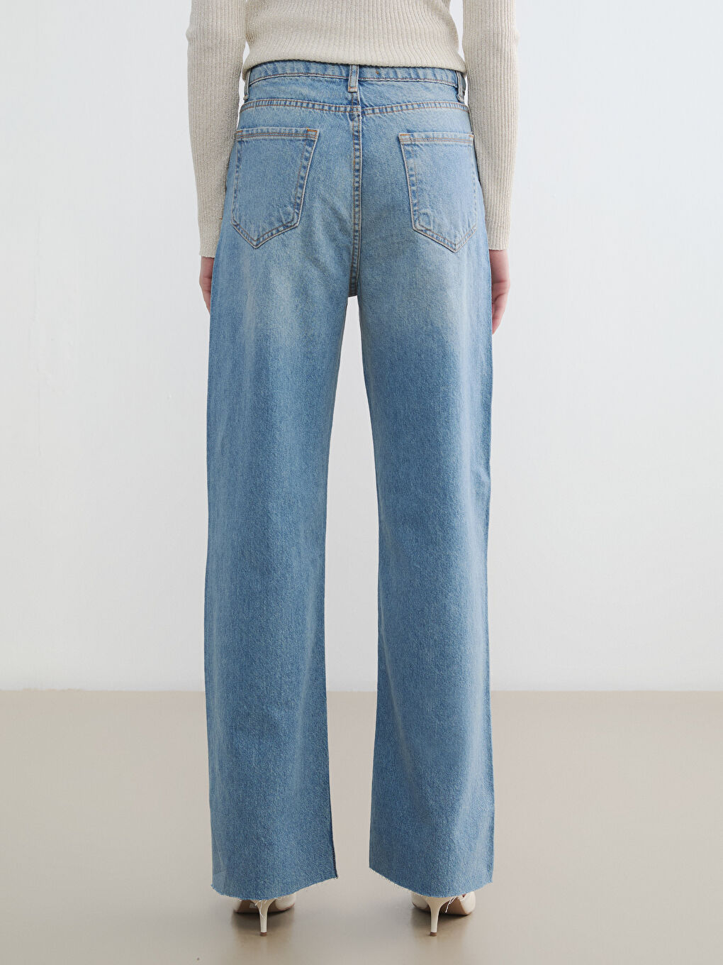 İndigo Wideleg Fit Kadın Jean Pantolon-5