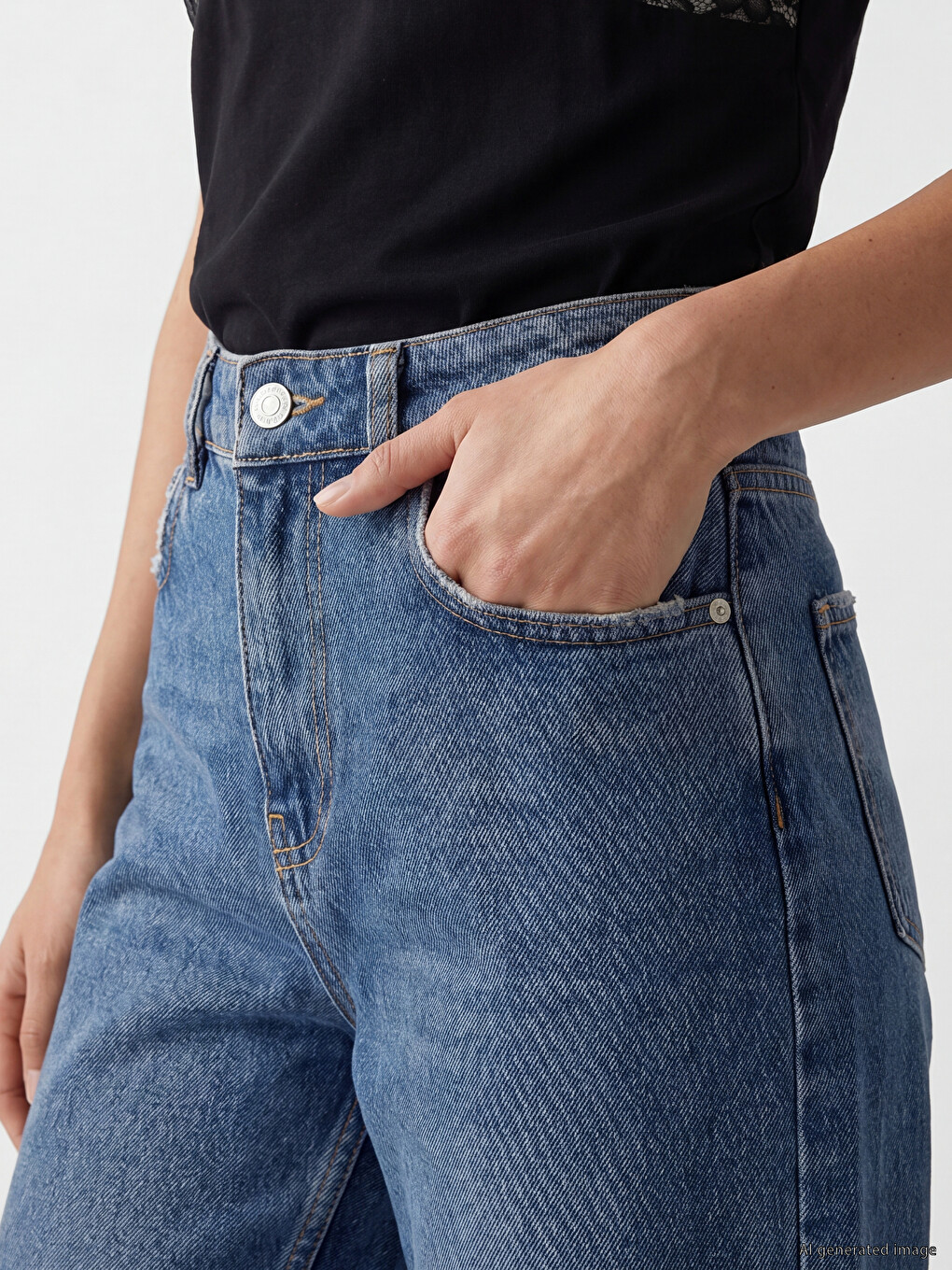 İndigo Wideleg Fit Kadın Jean Pantolon-2