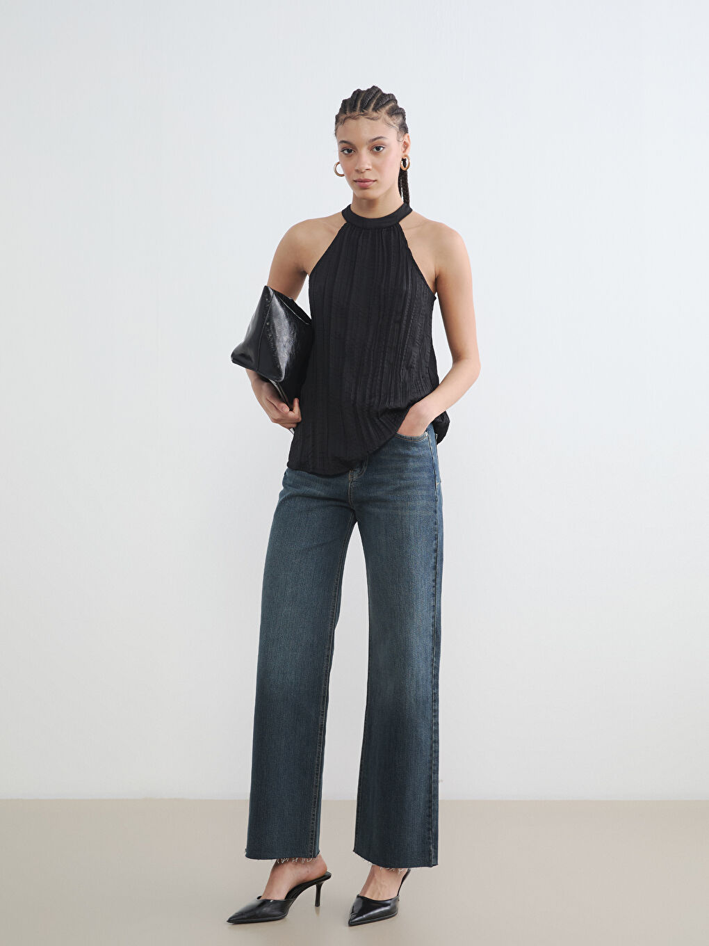 İndigo Wideleg Fit Kadın Jean Pantolon