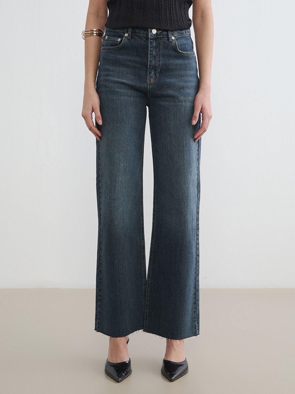 İndigo Wideleg Fit Kadın Jean Pantolon-1