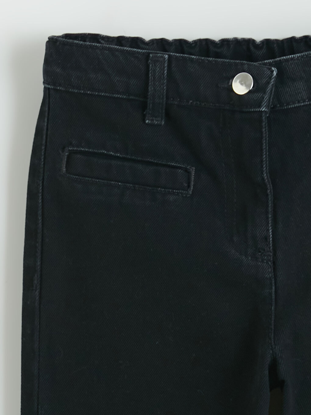 Siyah Straight Fit Kız Çocuk Taşlı Jean Pantolon-2