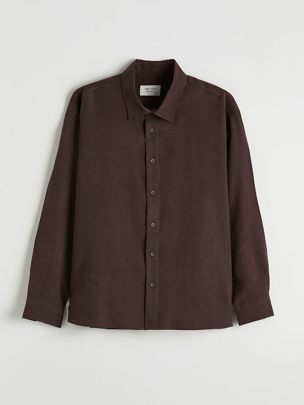 Kahverengi Regular Fit Keten Görünümlü Erkek Gömlek