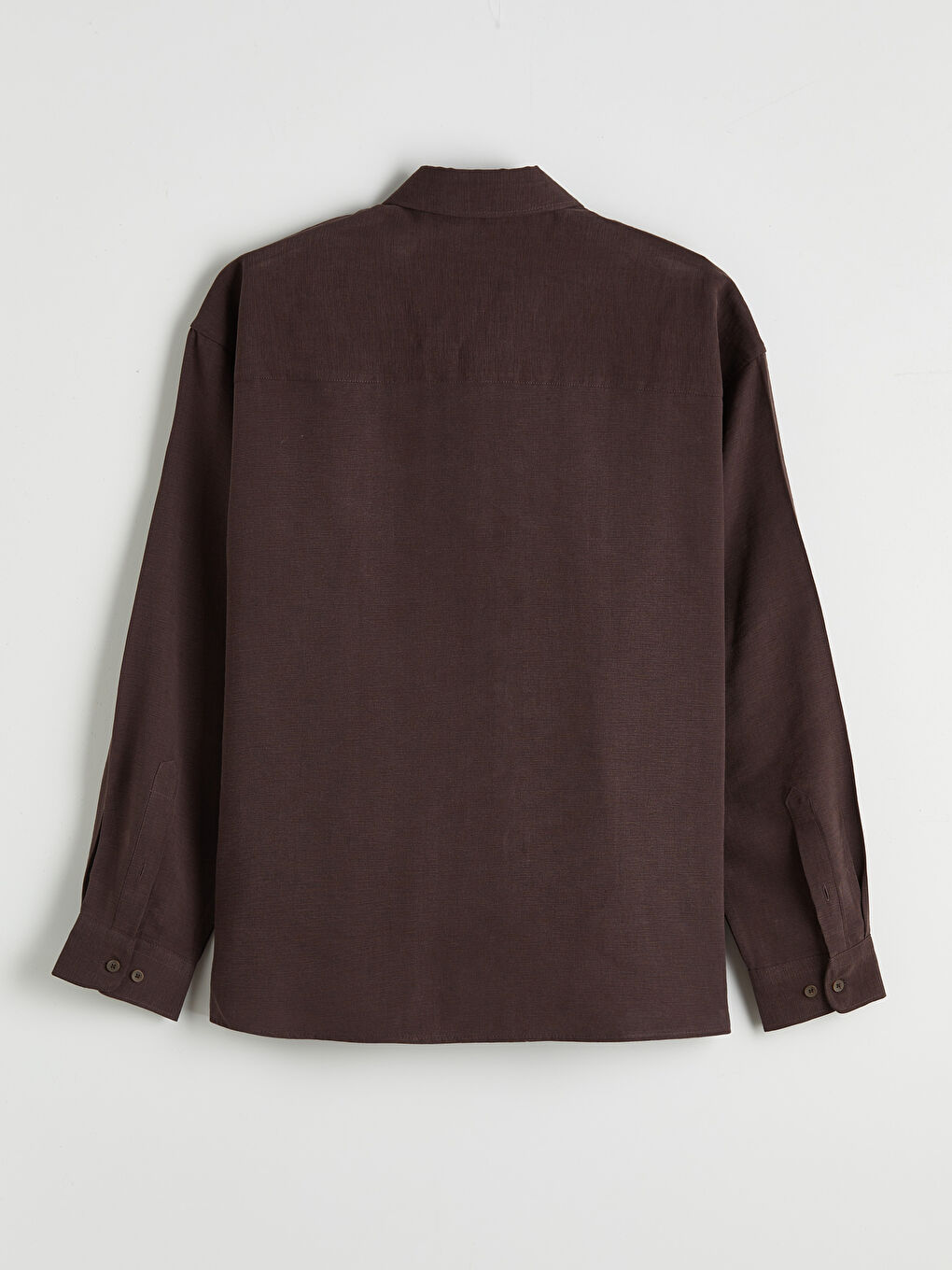 Kahverengi Regular Fit Keten Görünümlü Erkek Gömlek-1