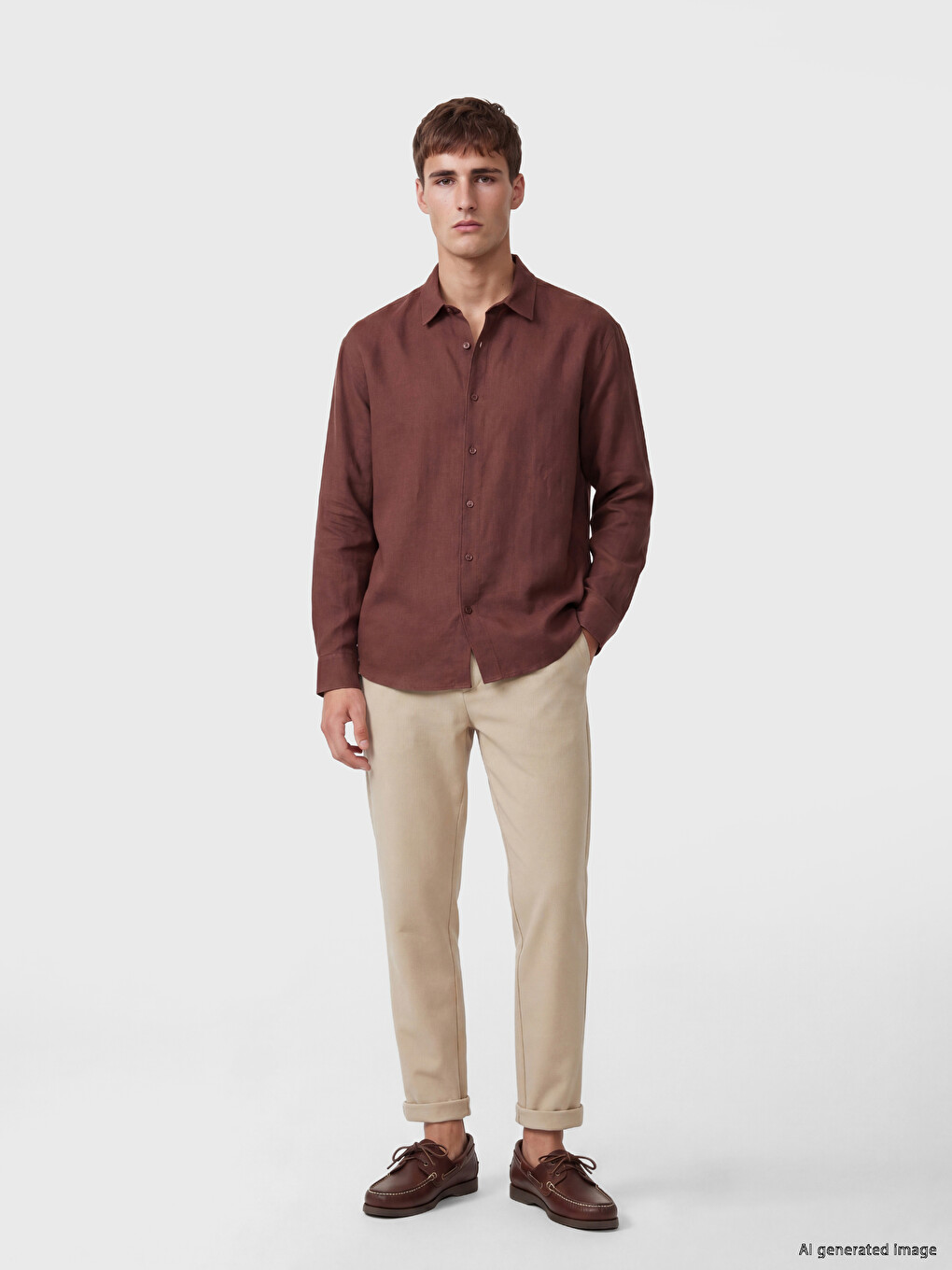 Standard Fit Linen Look Men's Shirt-1