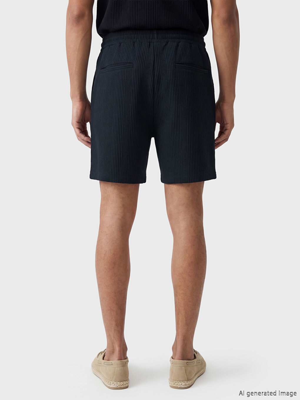 Lacivert Standart Kalıp Triko Erkek Şort-3