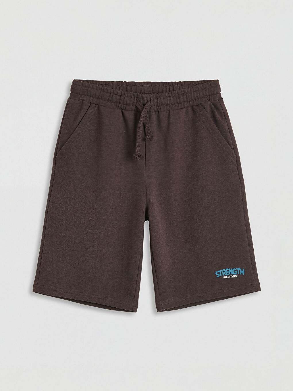 Kahverengi Beli Lastikli Erkek Çocuk Şort-1