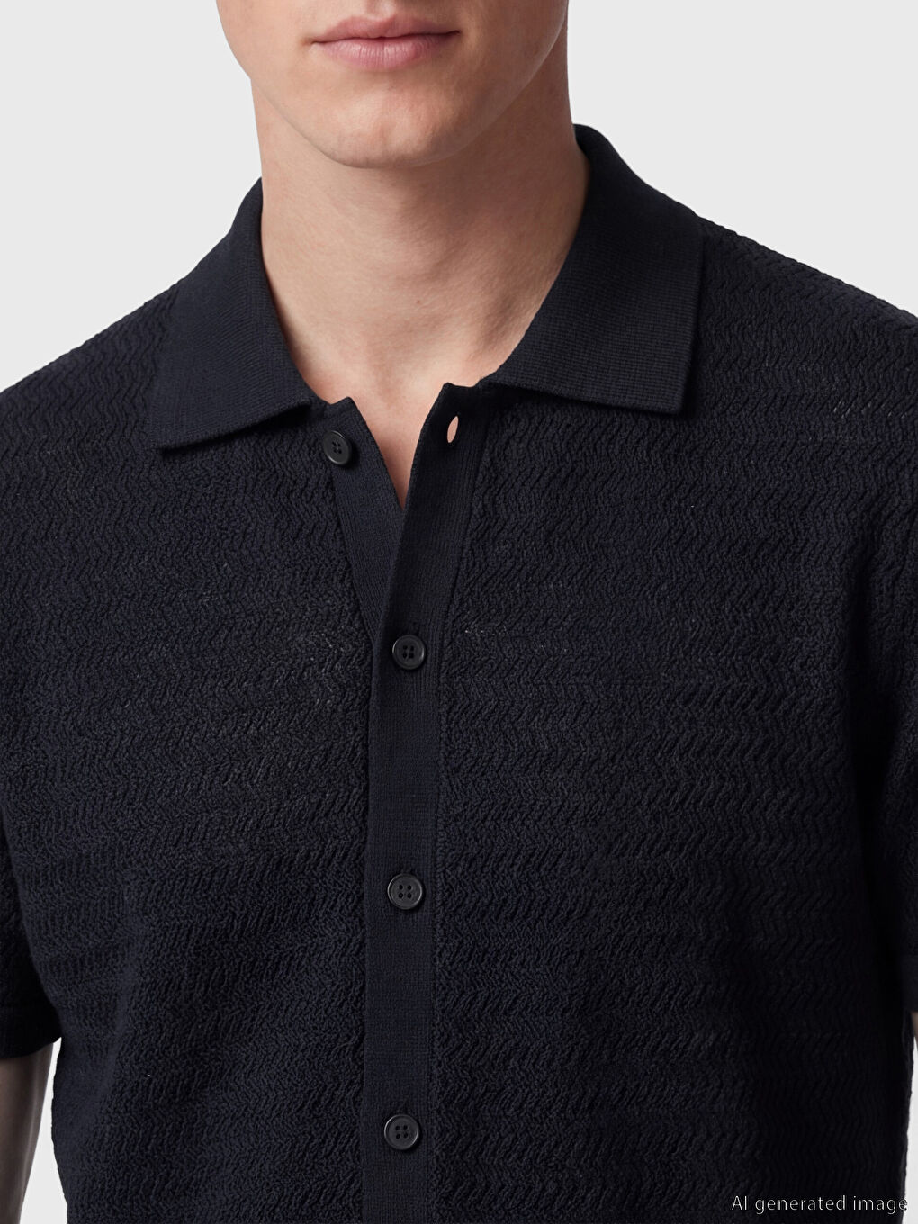 Lacivert Polo Yaka Erkek Triko Hırka-2