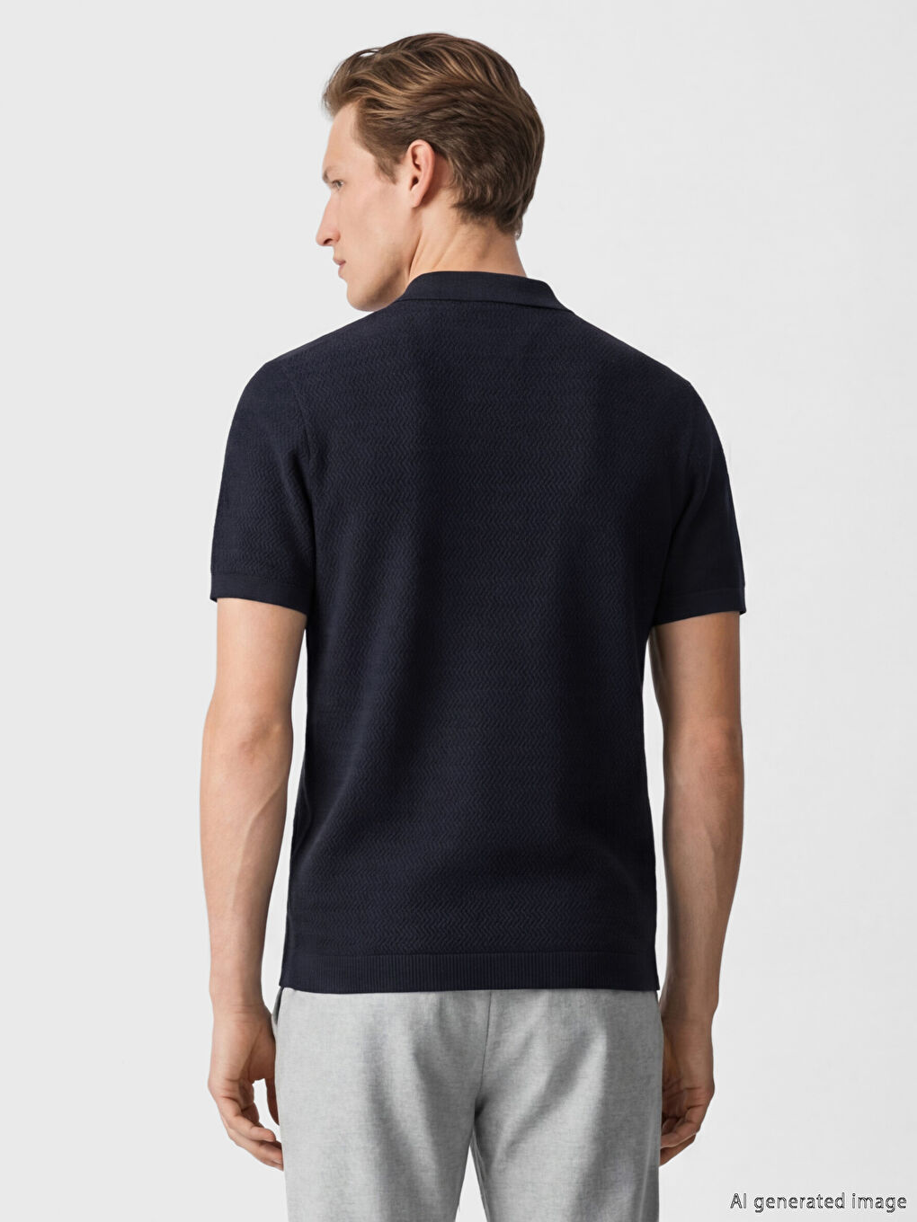 Lacivert Polo Yaka Erkek Triko Hırka-3
