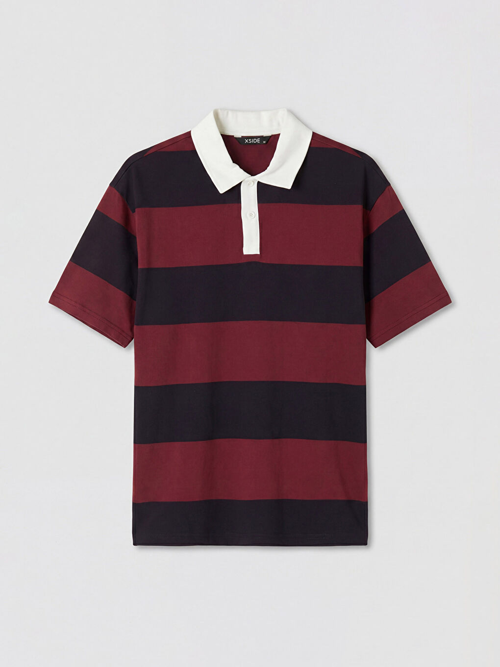 Bordo Polo Yaka Çizgili Erkek Tişört