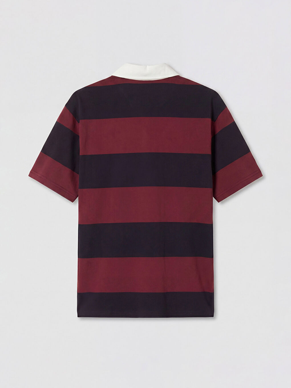 Bordo Polo Yaka Çizgili Erkek Tişört-1