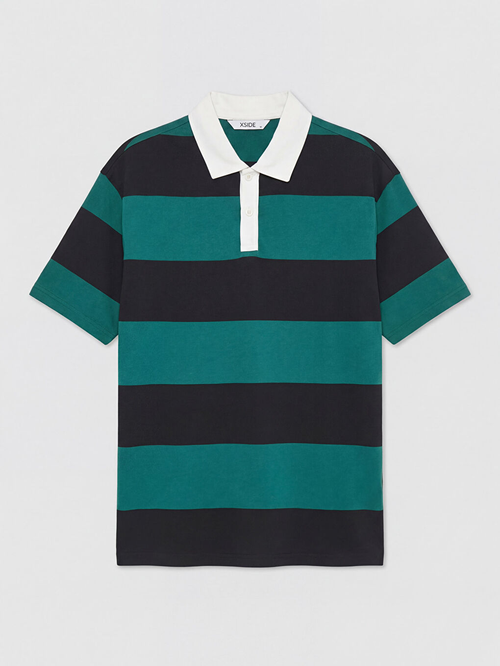 Yeşil Polo Yaka Çizgili Erkek Tişört