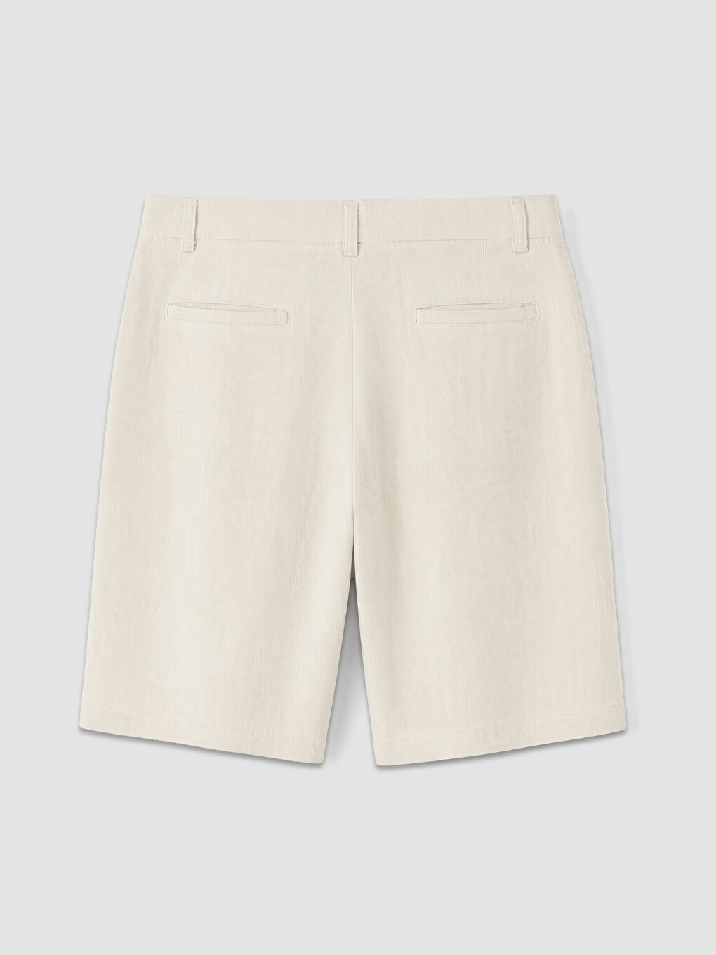 Bej Regular Fit Keten Karışımlı Erkek Şort-5