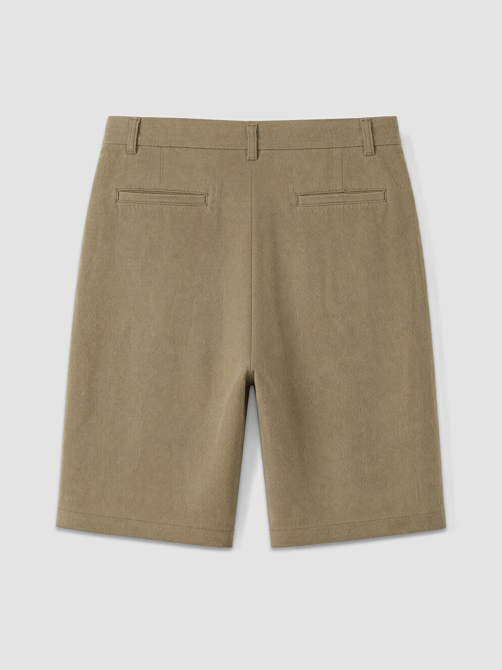 Yeşil Regular Fit Keten Karışımlı Erkek Şort-5